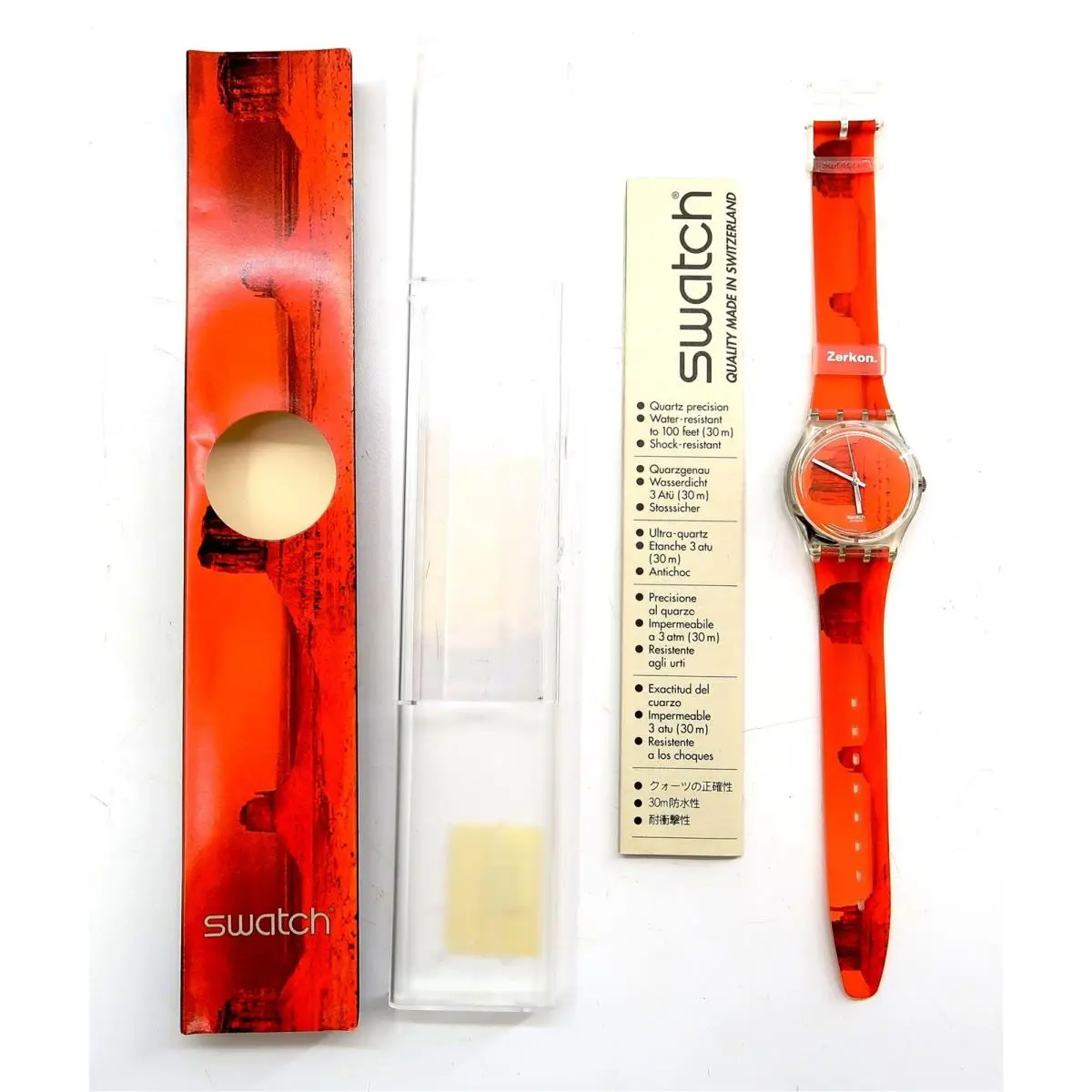 Swatch Watch Zerkon GK240 with Case Papers 1997 Elements Battery Nos