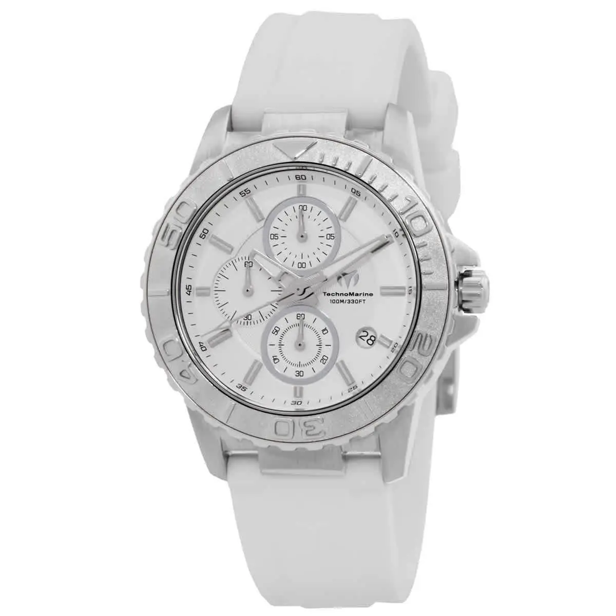 Technomarine Sea Chronograph Quartz Silver Dial Men`s Watch TM-725006 - Dial: Silver-tone, Band: White, Bezel: Silver-tone