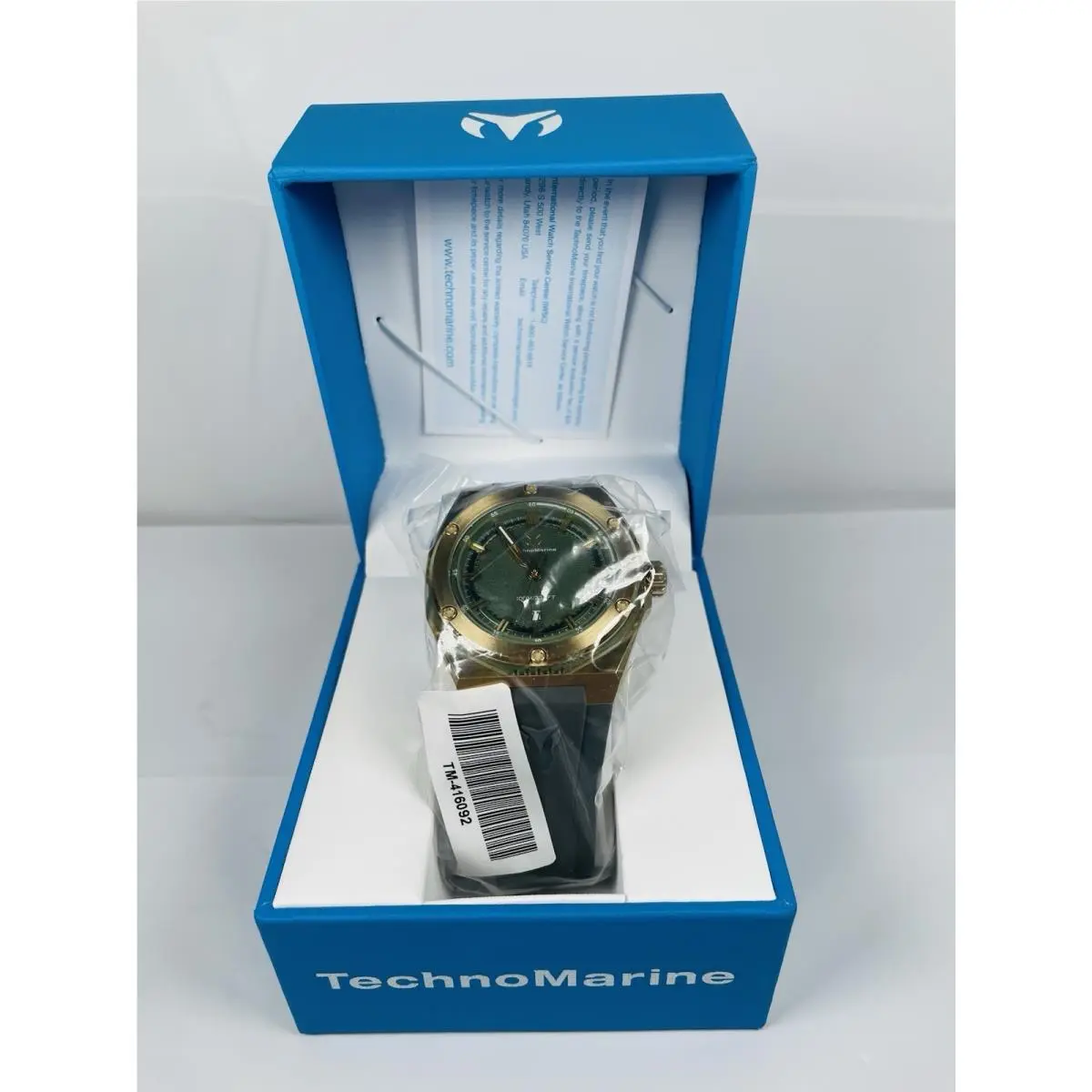 Technomarine TM-416092 Men`s Coral Legacy 45mm Watch Limited Collection - Dial: Gold, Green, Band: Gray, Bezel: Gold
