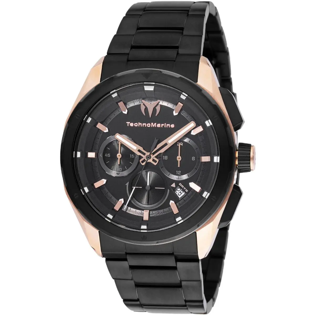 Technomarine Men`s Watch Ocean Nomad Chrono Black Dial Steel Bracelet TM-318092 by TechnoMarine