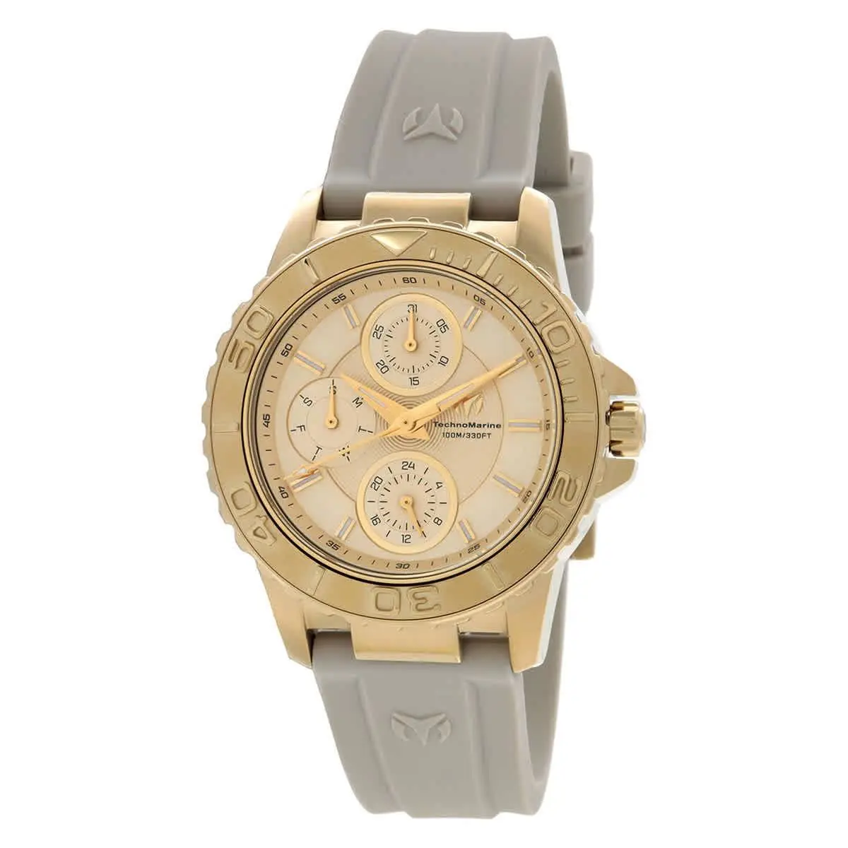 Technomarine Sea Champigne Gold Silicone Women`s TM-725019 Watch by TechnoMarine
