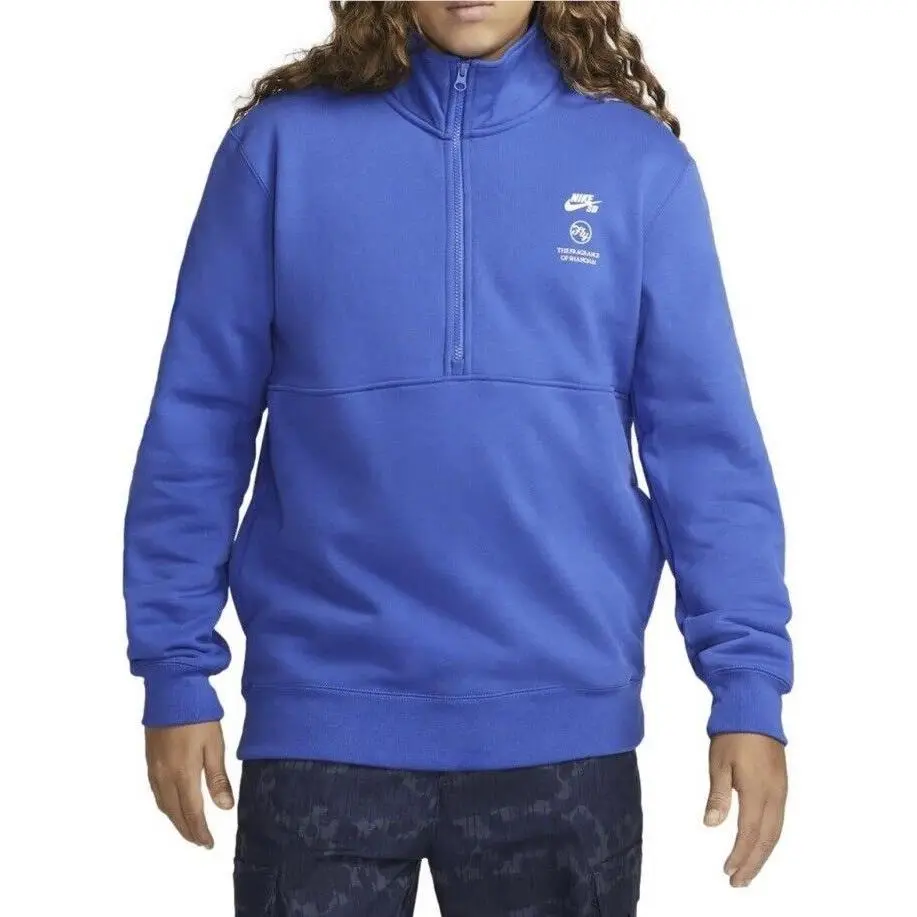 Nike SB x Fly Streetwear 1/2-Zip Fleece Skate Jacket Blue Size M DQ7312-480