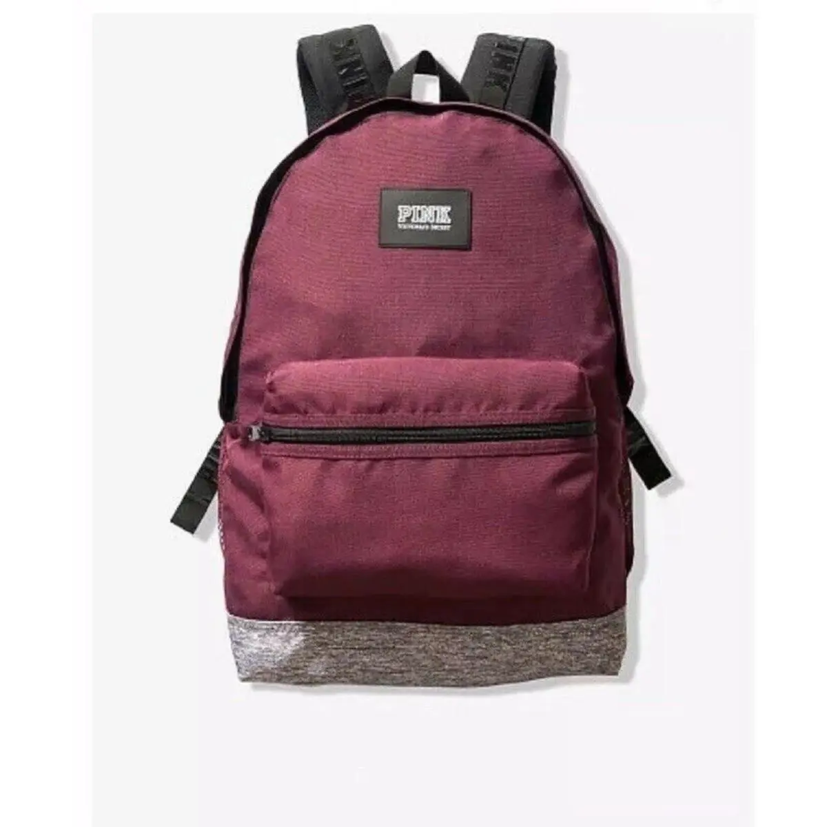 Victoria`s Secret Pink Campus Backpack 2019 Book Bag Colorblock Burgundy/graynwt - Lining: Black, Exterior: Burgundy