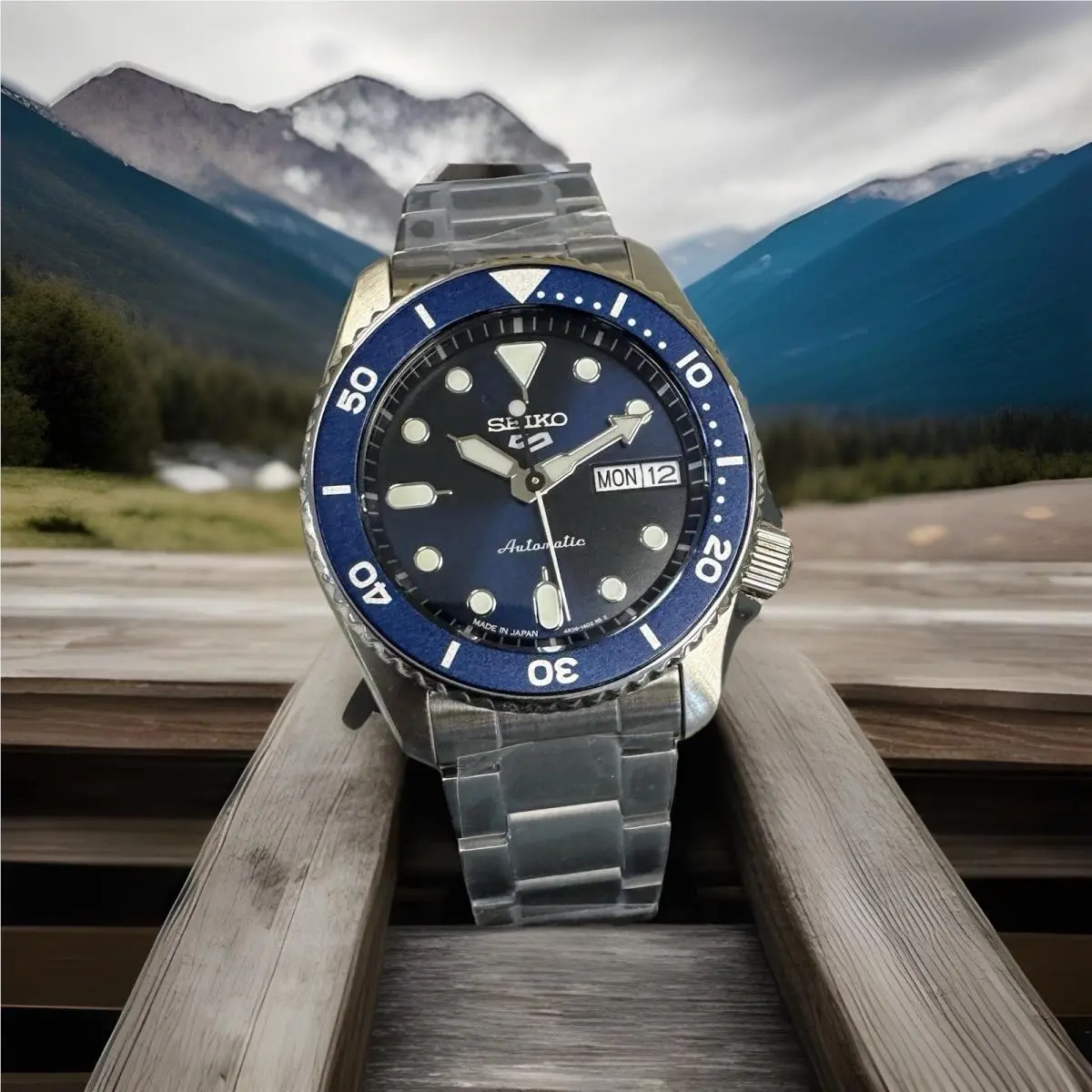 Seiko 5 Five Sports SRPL77 Automatic Mid Size 38mm Blue Dial Watch Made Japan