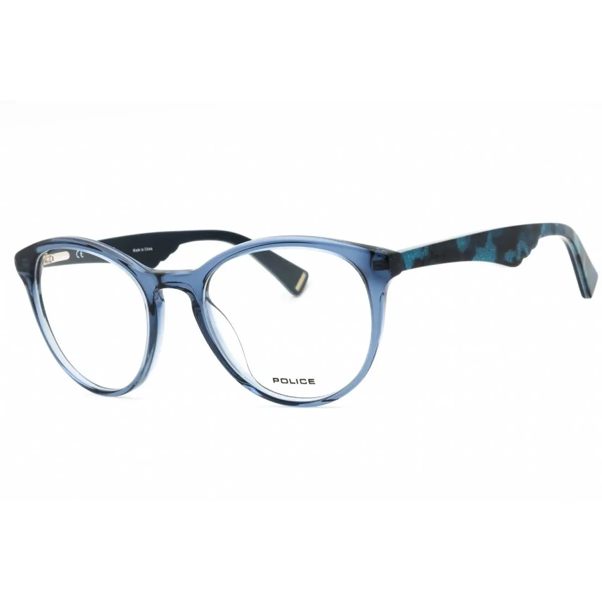 Police VPL764 0955 Eyeglasses Transparent Blue Frame 50mm