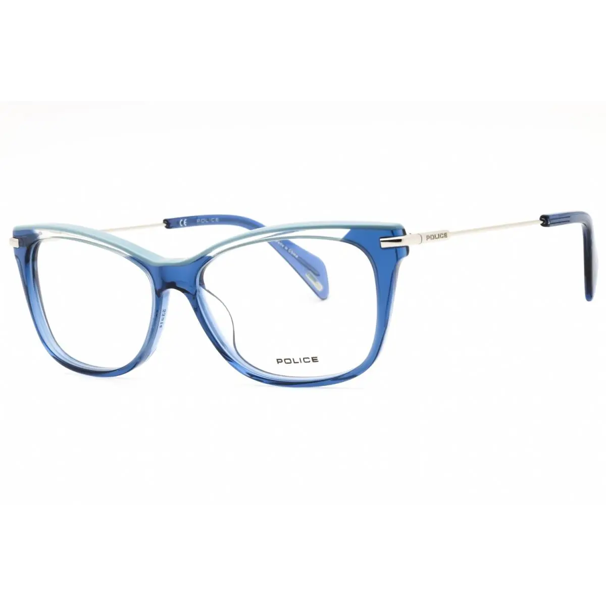 Police VPL506E 0955 Eyeglasses Transparent Blue Frame 53mm