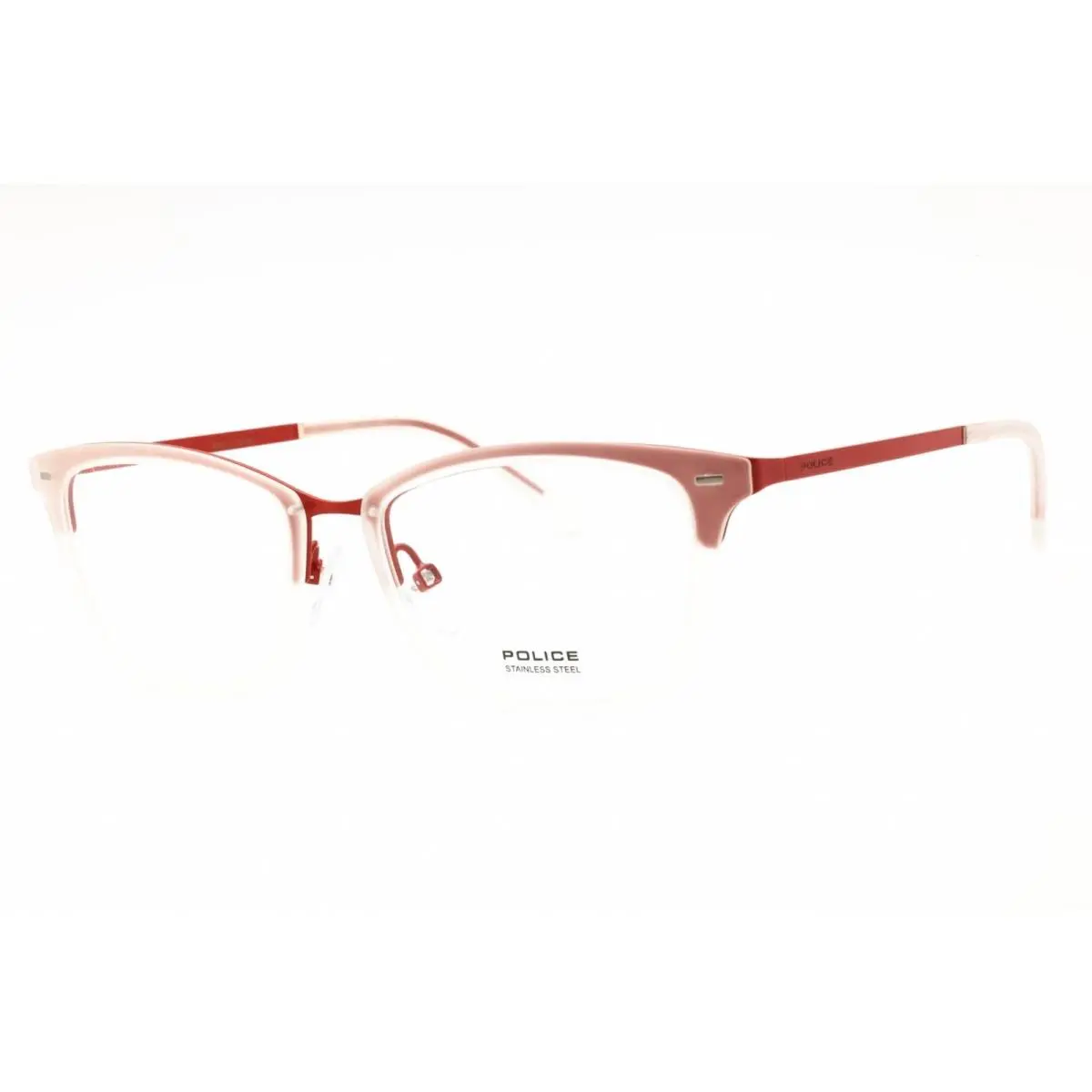 Women`s Eyeglasses Semi-matte Red Metal Cat Eye Shape Frame VPL284 07L2 by Police