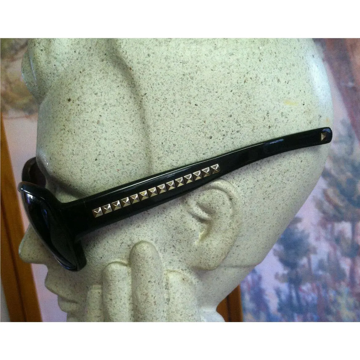 Valentino 60mm Black Plastic Sunglasses Eyeglasses 5745/S w. Silver Trim Wide