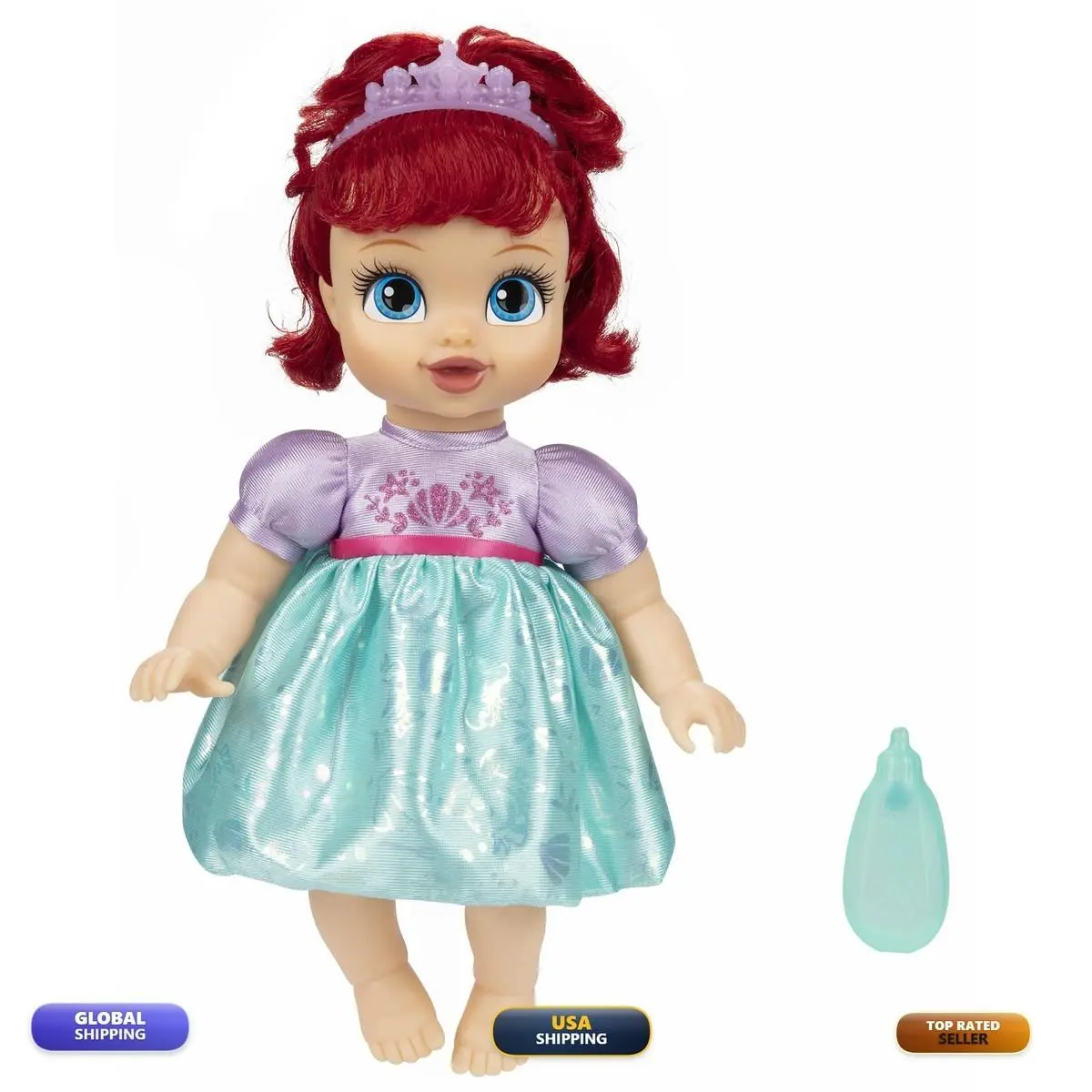 Disney Princess Ariel Baby Doll with Baby Bottle Tiara