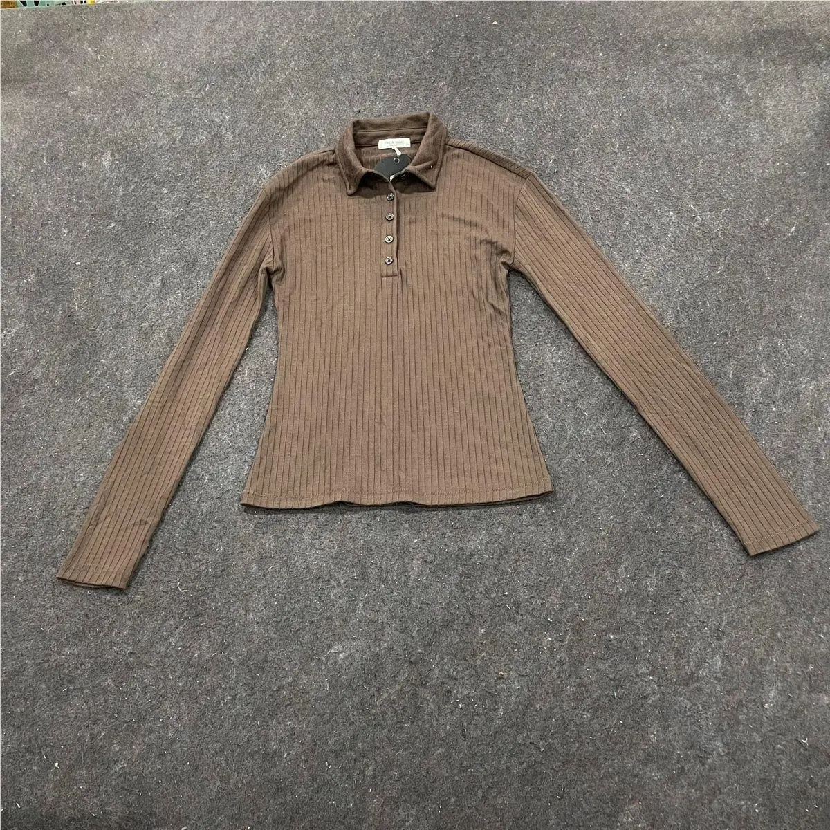 Rag Bone The Rib Knit Long Sleeve Polo Shirt Women`s Size S
