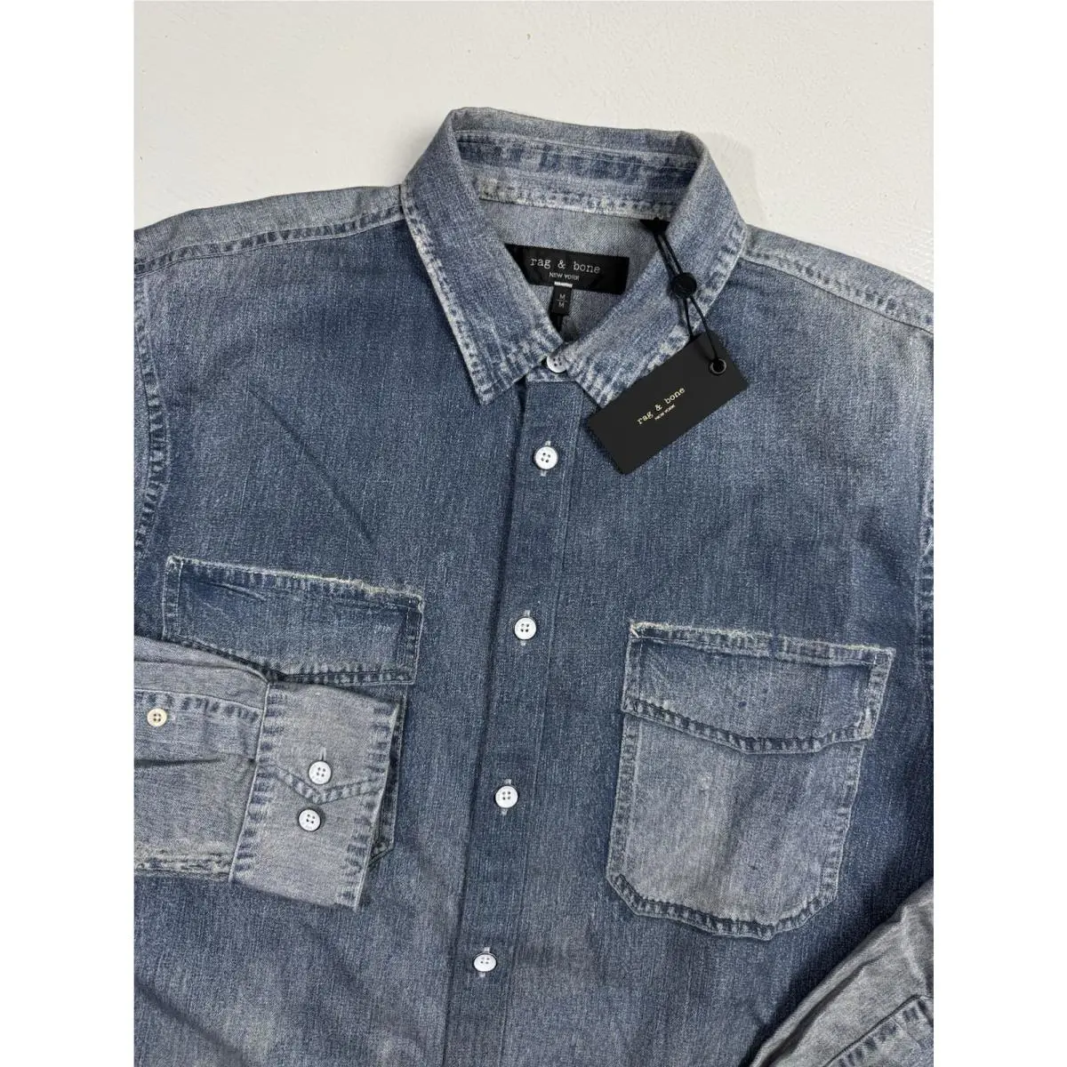 Rag Bone Men Size Medium Blue Patina Miramar Long Sleeve Button Up Shirt