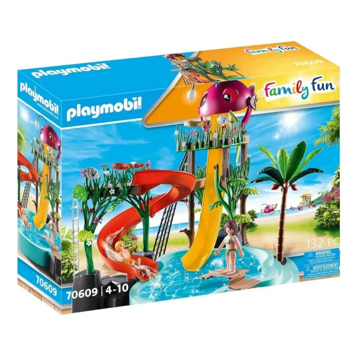 Playmobil Family Fun Water Park 70609 132pc Water Slides Playset Ages 4-10