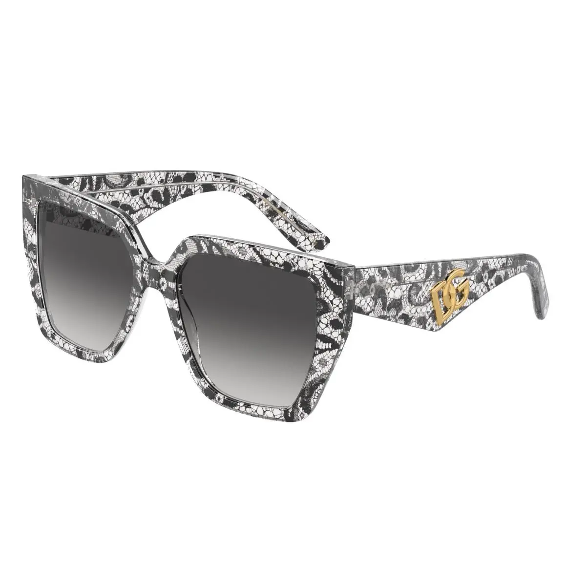 Dolce Gabbana DG 4438 Black Lace Grey Gradient 32878G Sunglasses