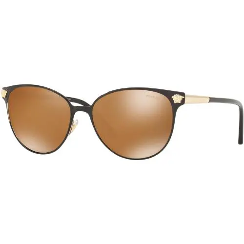 Versace Sunglasses VE2168 13772T 57mm Matte Black Gold / Brown Mirror Polarized