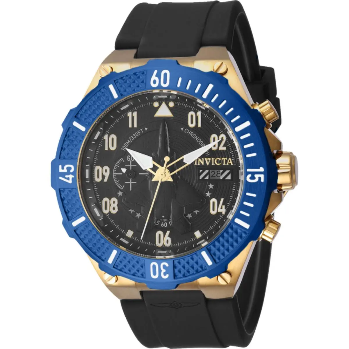 Men`s Watch Aviator Chronograph Black Dial Silicone Rubber Strap 39892 by Invicta