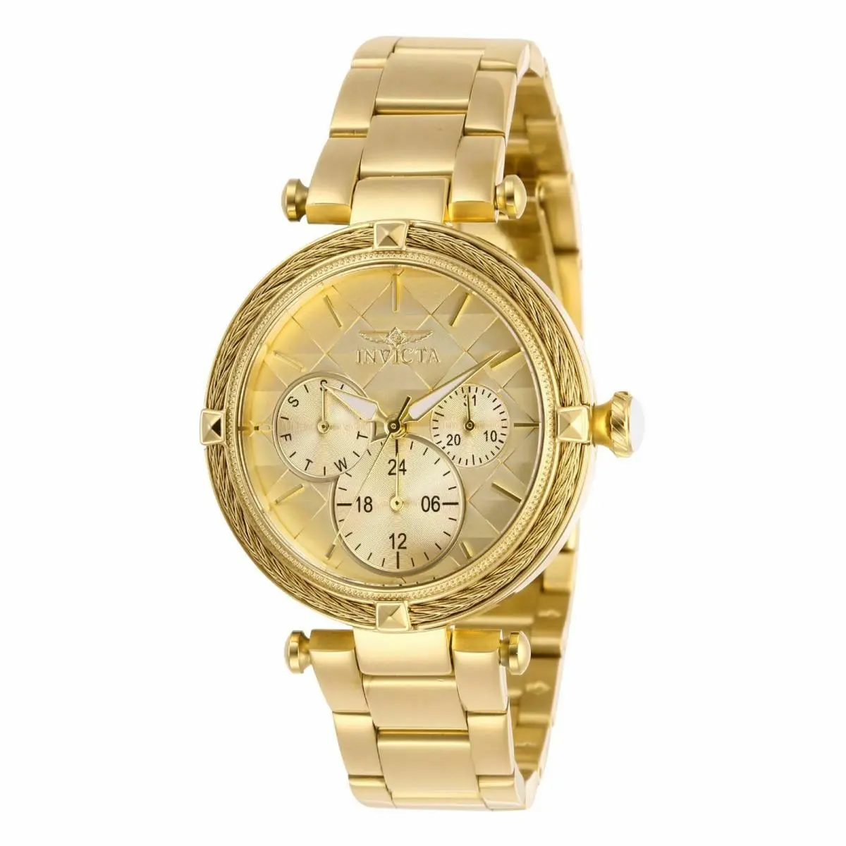 Lady 28957 Bolt Quartz 3 Hand Chronograph Gold Stainless Steel Watch by Invicta