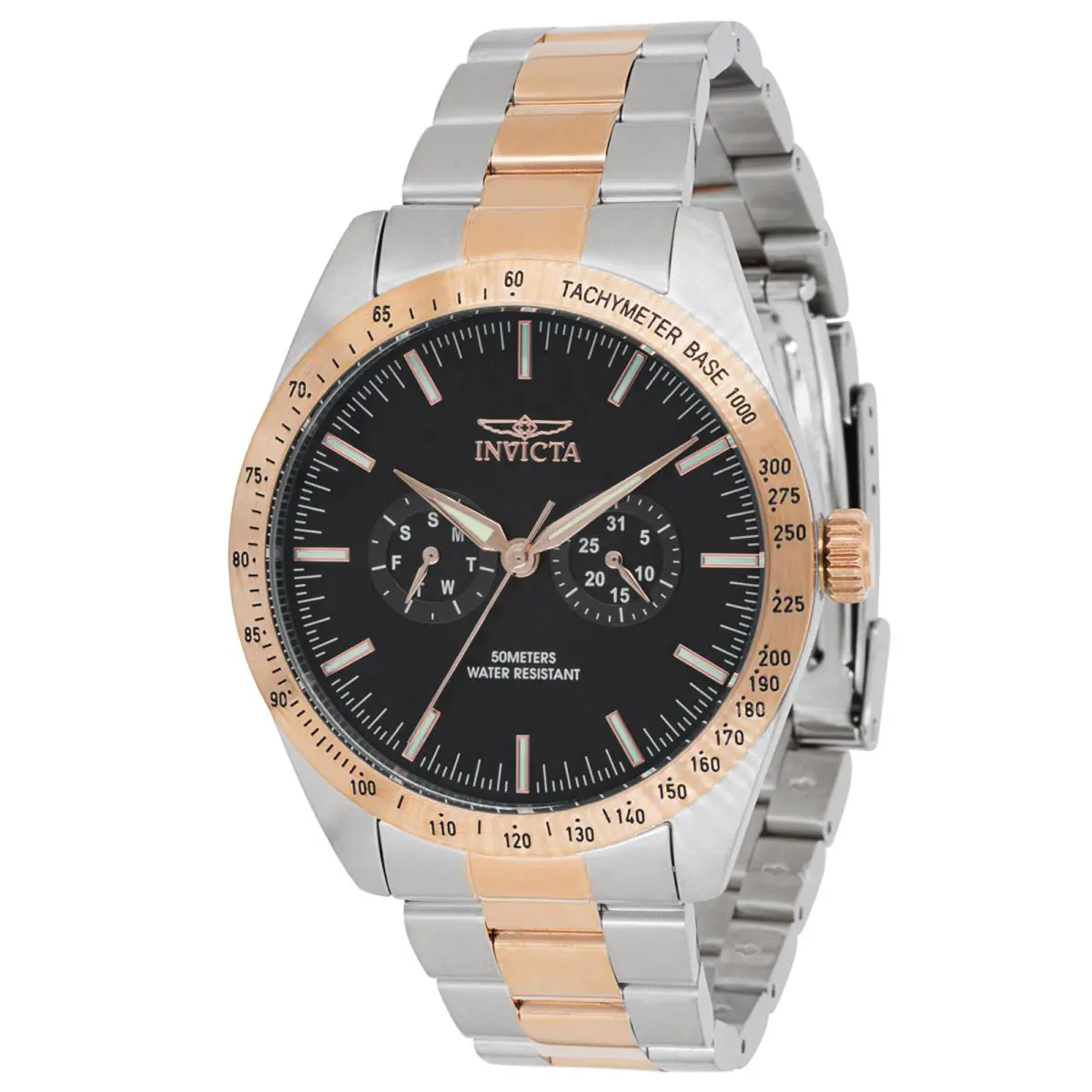 Invicta Men`s Special Quartz Multifunction Black Dial Two-tone Watch 45977