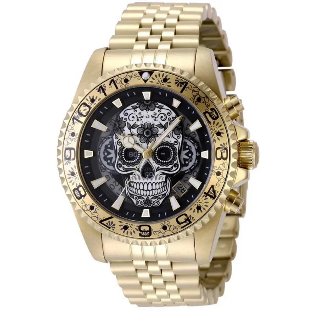 Invicta 48951 Diver Dia De Los Muertos Men`s Analog Crhonograph Watch Gold-tone