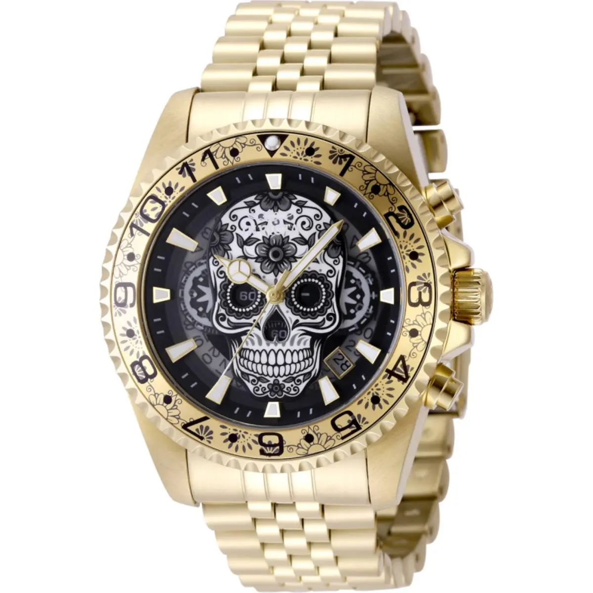 Invicta Men`s Watch Pro Diver Quartz Chrono Yellow Gold Steel Bracelet 48951