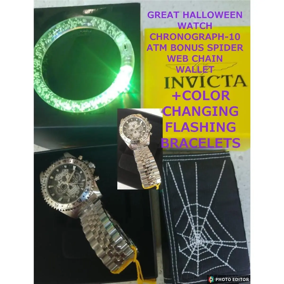 Invicta 48950 Pro Diver Chrono 10ATM Dia De Los Muertos Halloween Mens Watch