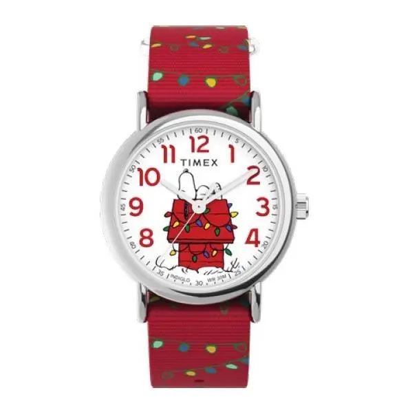 Unisex Weekender x Peanuts Holidays Red Fabric Strap Snoopy TW2W80800 by Timex