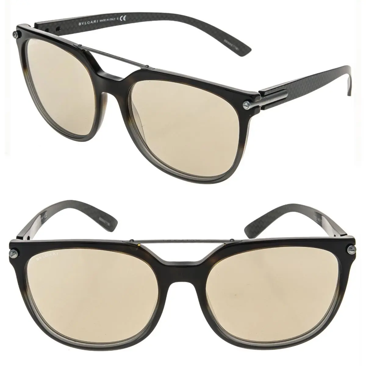 Bvlgari BV7035 7035 Brown Black Carbon Sport Unisex Mirrored Pilot Sunglasses