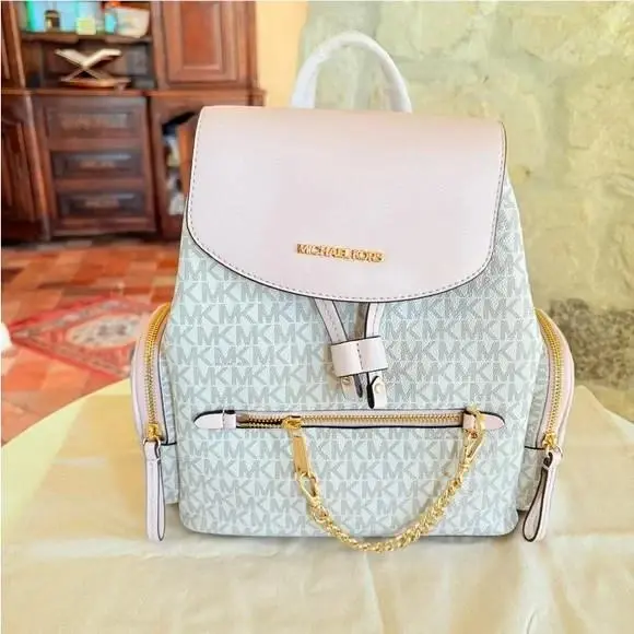 Jet Set Medium Chain Backpack / Wallet Powder Blush Option Backpack by Michael Kors
