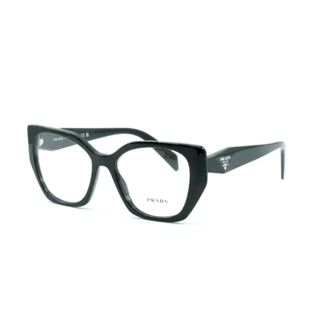 Prada Cat-eye Eyeglasses Vpr 18W 1AB-1O1 52-17 145 Shiny Black Cateye Frames
