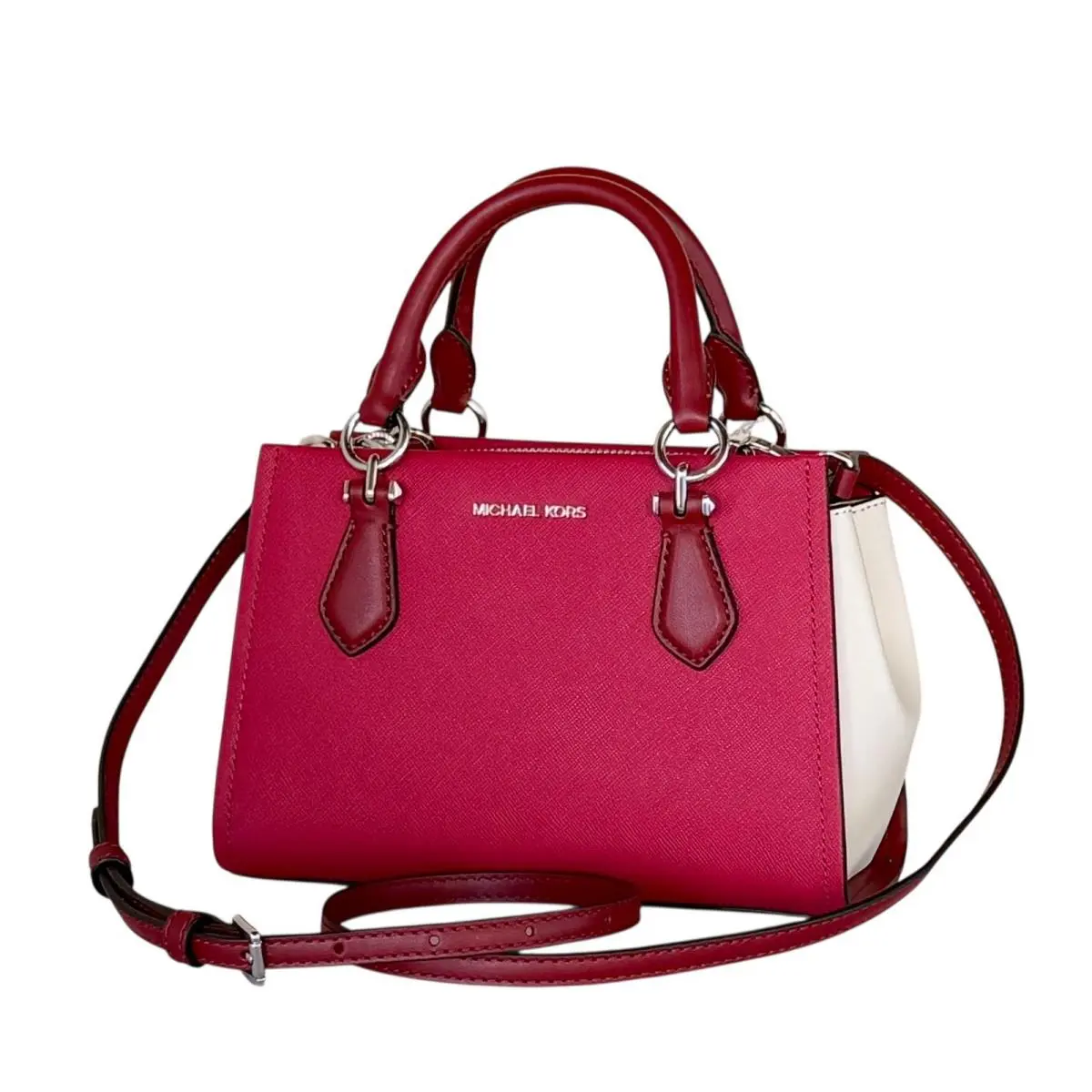 Michael Kors Marilyn Small Satchel Shoulder Bag Color-block Dark Raspberry Multi