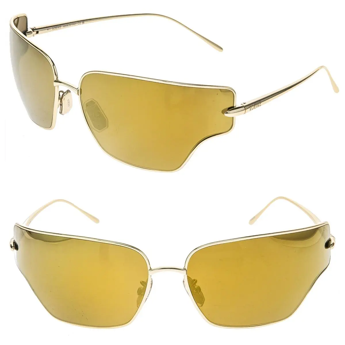 Loewe LW40150U 40150 Metal Signature Mask Gold Mirrored Unisex Sunglass 32G