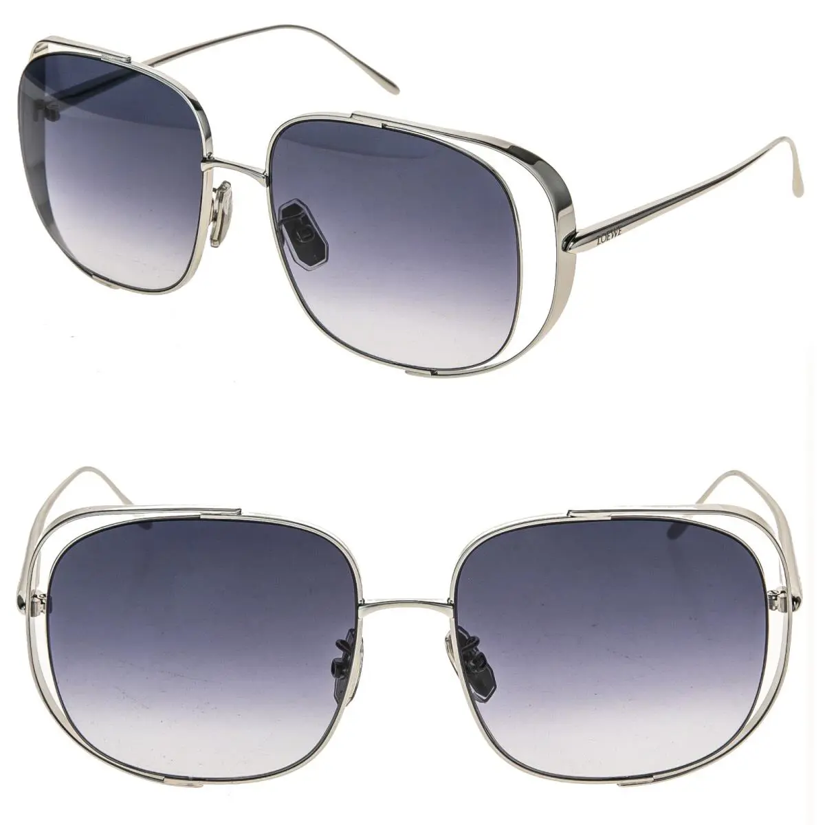 Loewe LW40148U 40148 Metal Signature Mask Silver Blue Unisex Sunglasses 16W