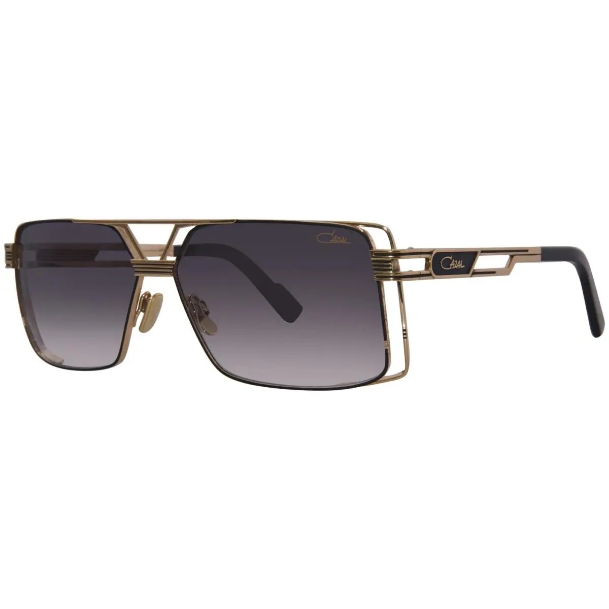 Cazal 9111 001 Sunglasses Men`s Black/gold/grey Gradient Lens Square Shape 61mm