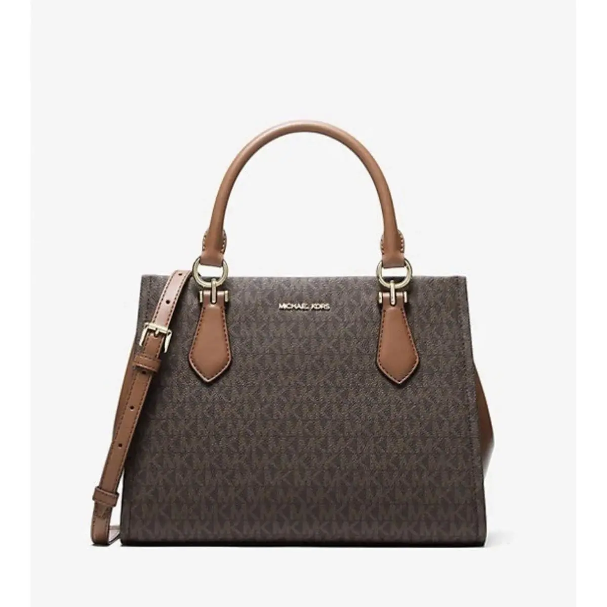 Michael Kors Marilyn Medium Logo Convertible Satchel Women Bag Brown