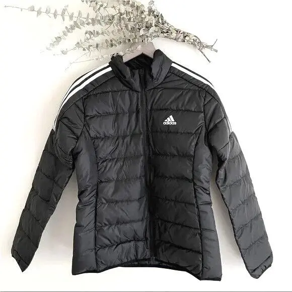 Adidas Essentials Down Puffer Jacket Women`s Sizes Black White GH4593