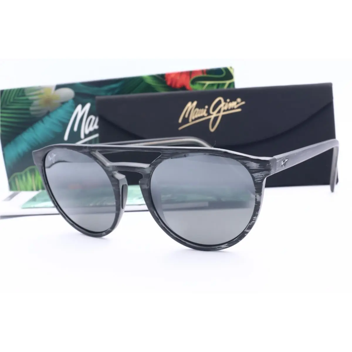 Maui Jim Ah Dang MJ 781-11MS Grey Oval Sunglasses Grey Polarized Lenses 51.1mm - Frame: Gray, Lens: Grey