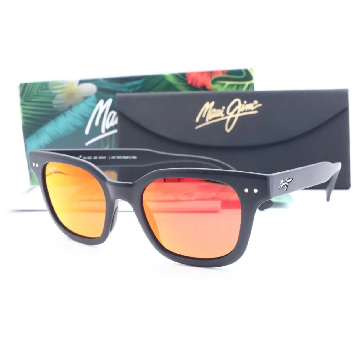 Maui Jim Shore Break MJ 822-2M Black Cat Eye Sunglasses Red Polarized Lens 50mm