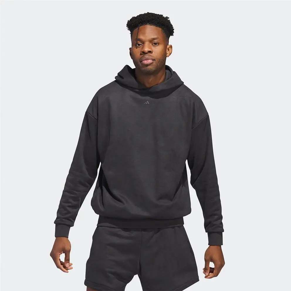 Adidas Unisex Basketball Suede Oversized Hoodie Carbon Black Size Large IN7705