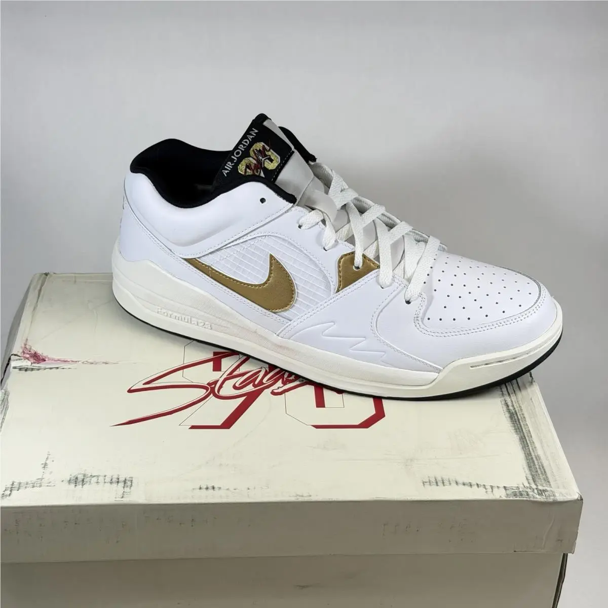 Nike Size-13 Men`s Jordan Stadium 90 Shoes White/gold/black DX4397-170