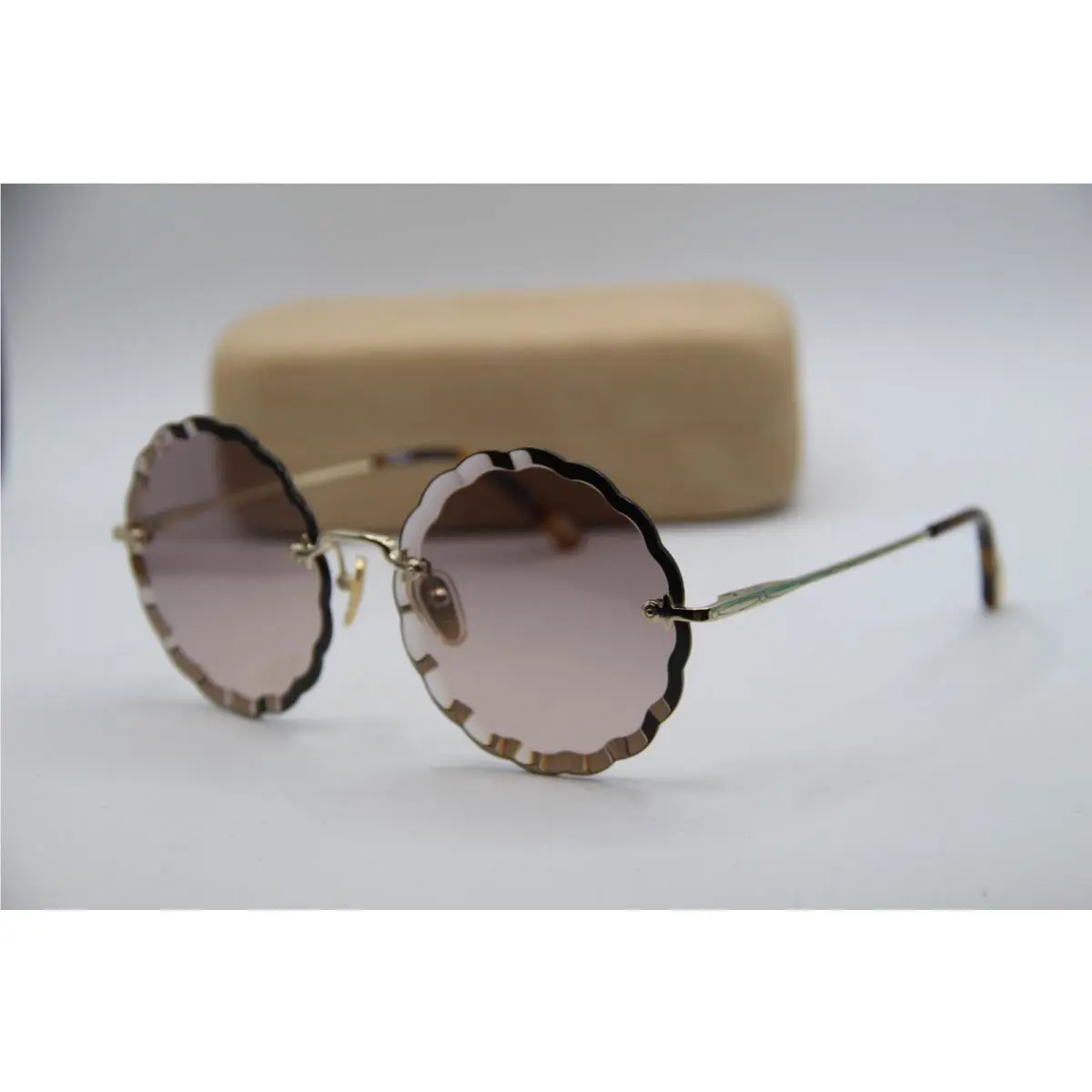 Chloe CH0047S 001 Gold Tort Tips Sunglasses W/case 60-17