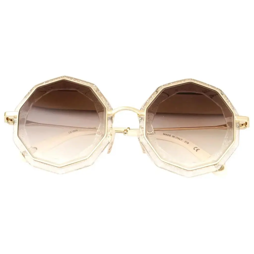 Chloe 10 Sunglasses Gold Clear Metal Plastic Round