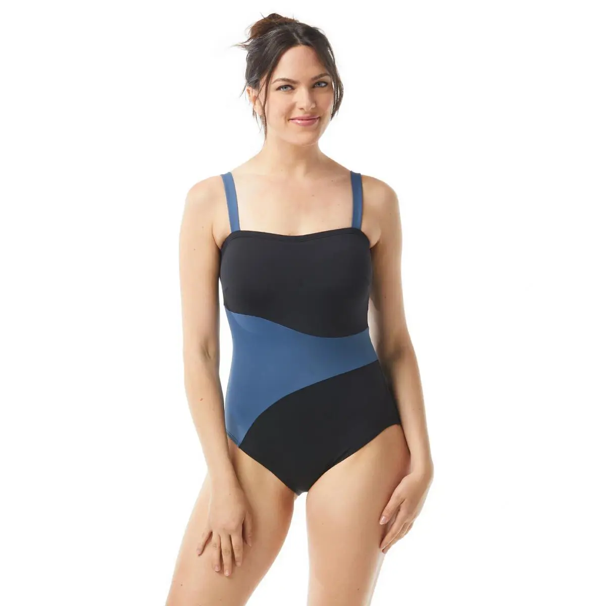 Coco Reef L92118 Black/blue Colorblock Effect One-piece Swimsuit Size 12 / 36C - Black