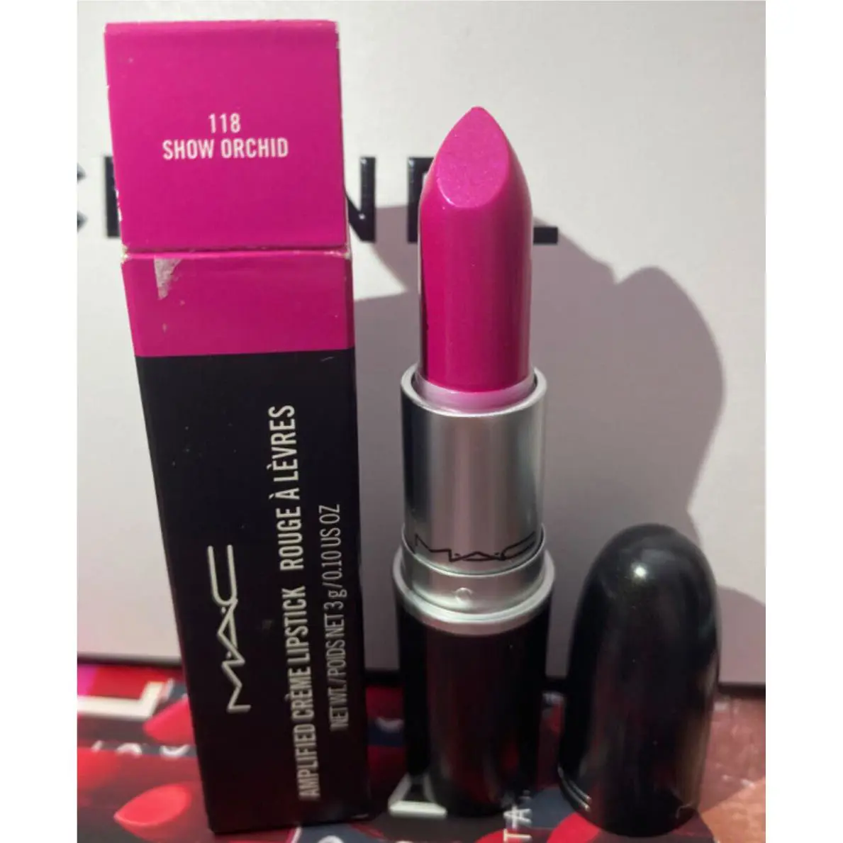 Mac Amplified Creme Lipstick 118 Show Orchid 0.10 oz Sweat A Little