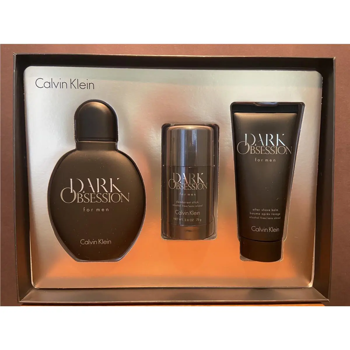 Dark Obsession by Calvin Klein 3 Pcs Set 4 Fl. oz Edt Spray + A/s Balm + SG Men