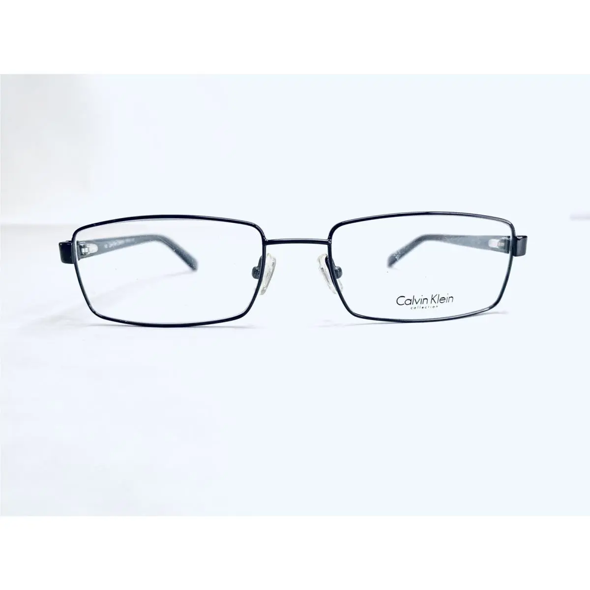Calvin Klein Dark Silver Rectangular Glasses Gray Clear Temples 52 17 140