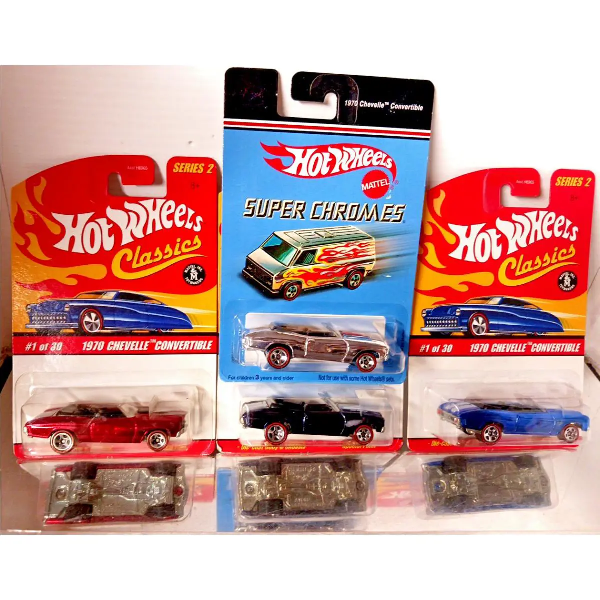 Hot Wheels 1979 Chevy Chevelle Convertible -4 Car Lot- Classics- Super Chromes