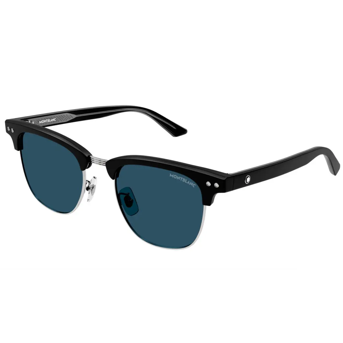 Montblanc MB0382S-002 Black Silver Clubmasters – Blue Lens Modern Look