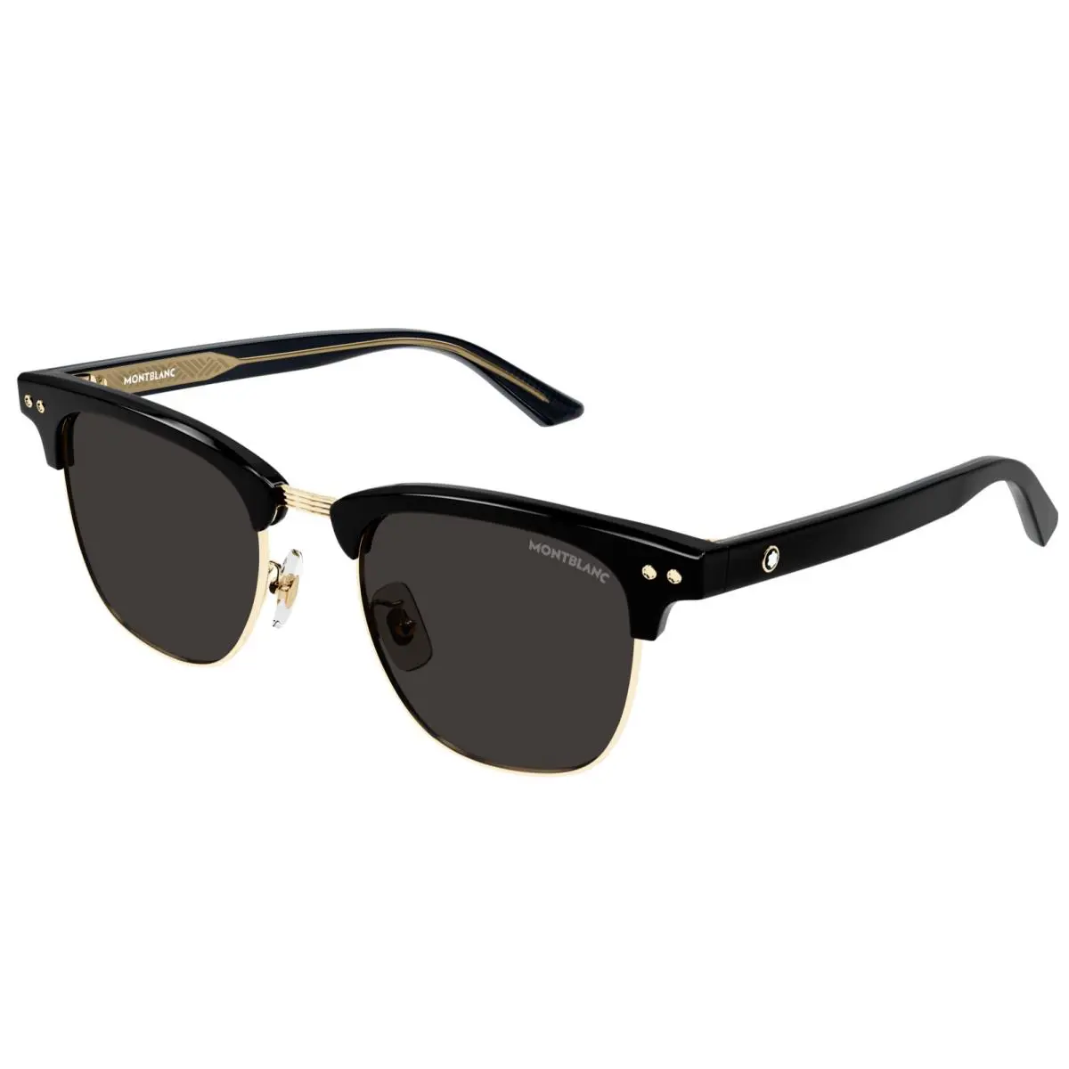 Montblanc MB0382S-001 Black Clubmasters – Gold Detail Retro Look