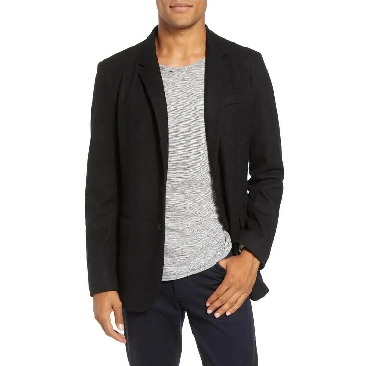Rag Bone Deconstructed Razor Wool Blend Blazer Black Size 36