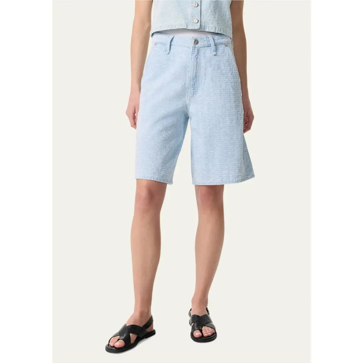 Rag Bone Mckenna Denim Shorts in Sky Blue Tweed 25