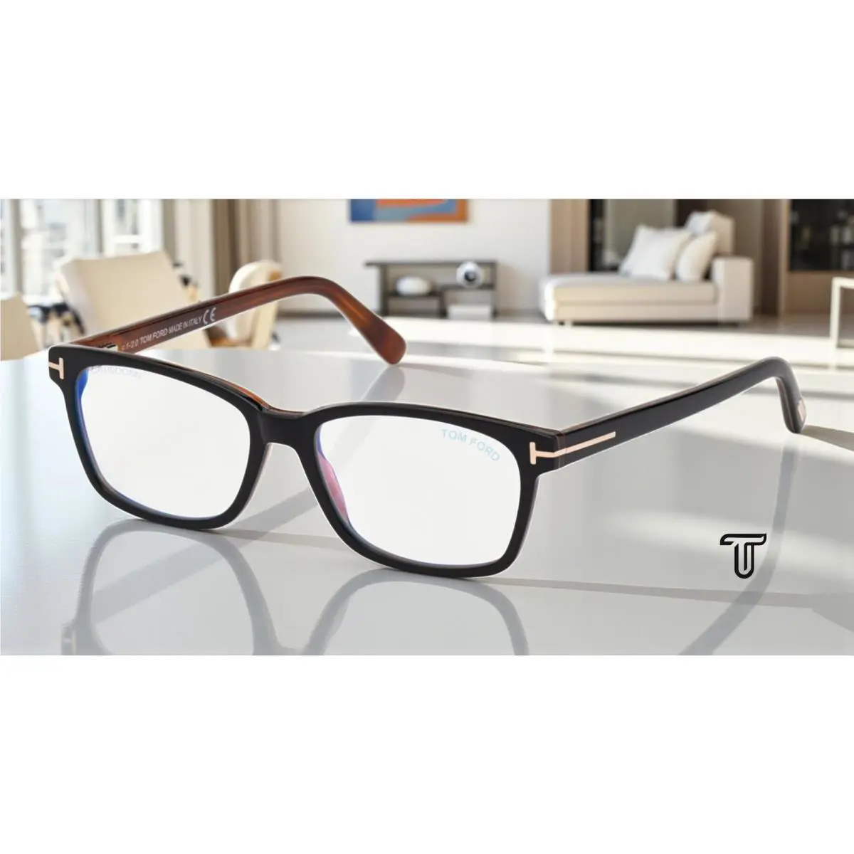 Tom Ford FT5713 B 005 Black Clear Lens Plastic Blue Filter 53 Women`s Eyeglasses